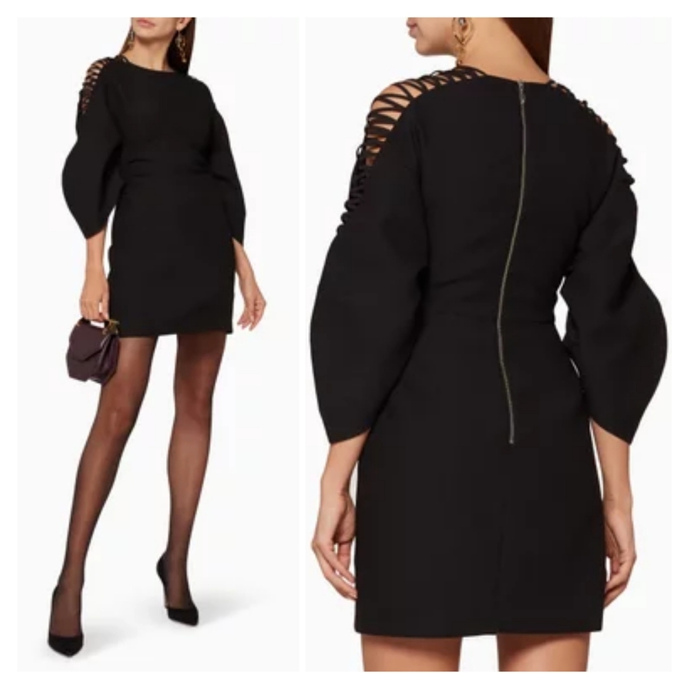 Acler Black Mini Dress with Unique Sleeve Design
